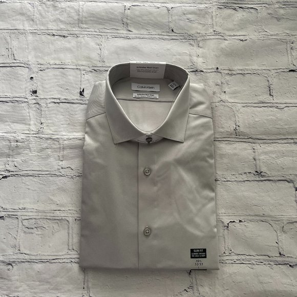 Calvin Klein Infinite Non Iron Slim Fit Stretch Collar Dress Shirt - Picture 5 of 9